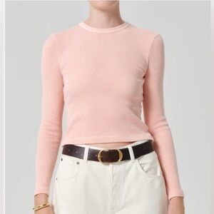 Citizens Of Humanity Soft Pink Pilar Waffle Crewneck Size XS